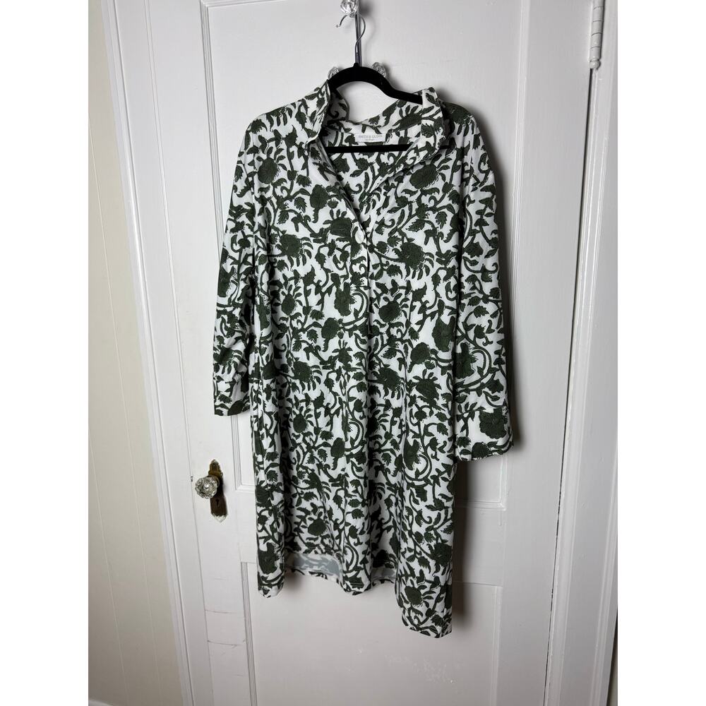 Green Floral Button-Front Women’s Dress